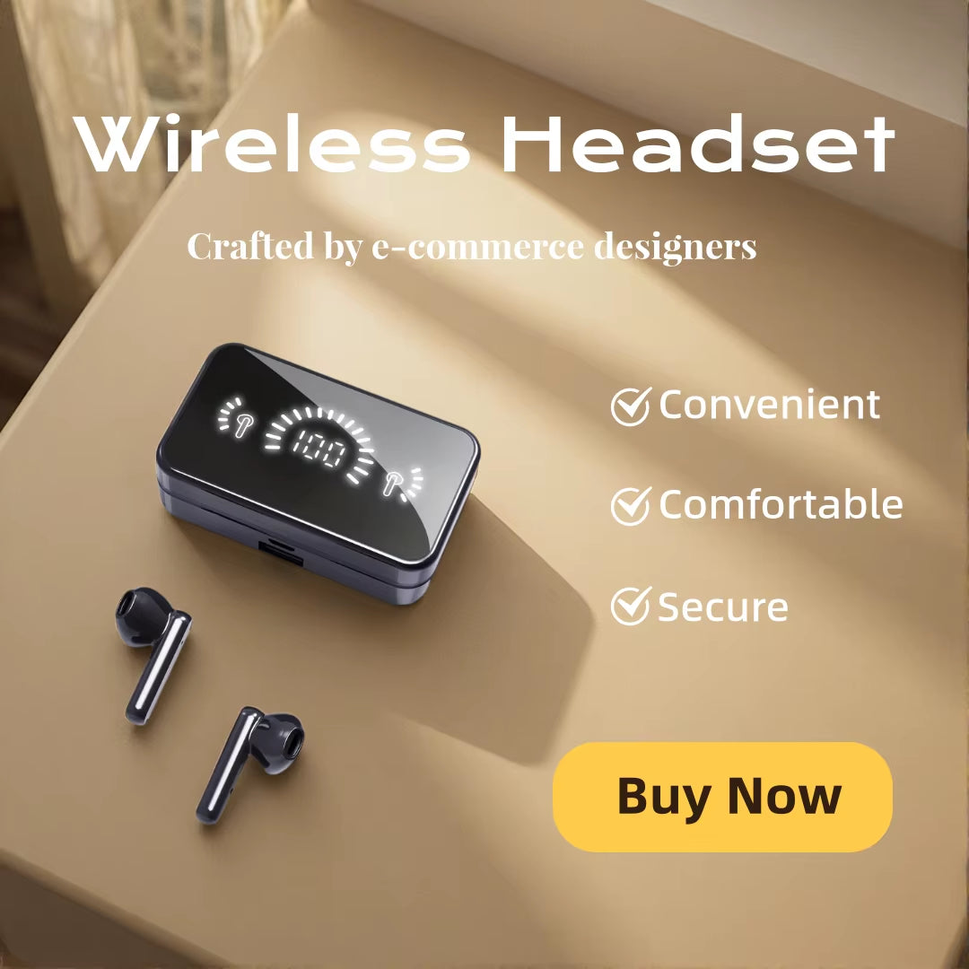 Bluetooth Earphones Mirror Style Wireless In-Ear Headphones with Microphone for Sports and Running Game Headset