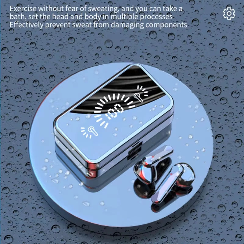 Bluetooth Earphones Mirror Style Wireless In-Ear Headphones with Microphone for Sports and Running Game Headset