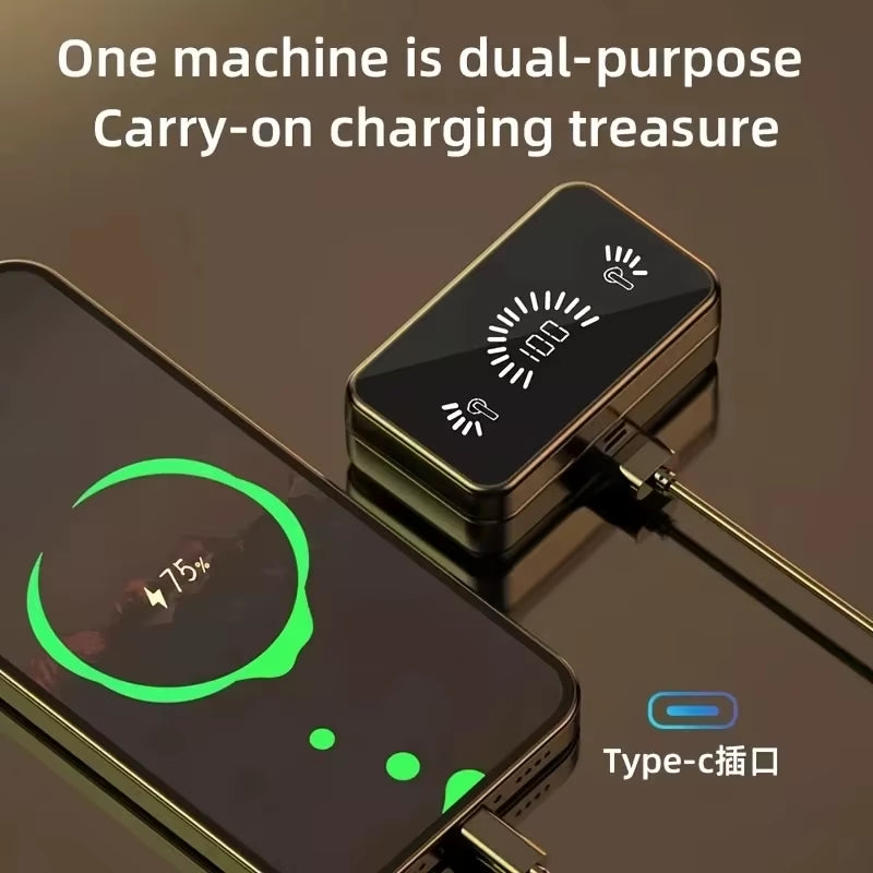 Bluetooth Earphones Mirror Style Wireless In-Ear Headphones with Microphone for Sports and Running Game Headset
