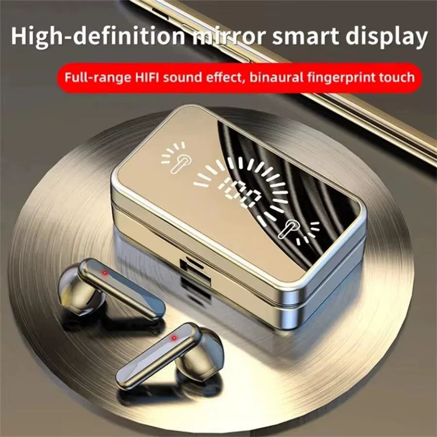Bluetooth Earphones Mirror Style Wireless In-Ear Headphones with Microphone for Sports and Running Game Headset