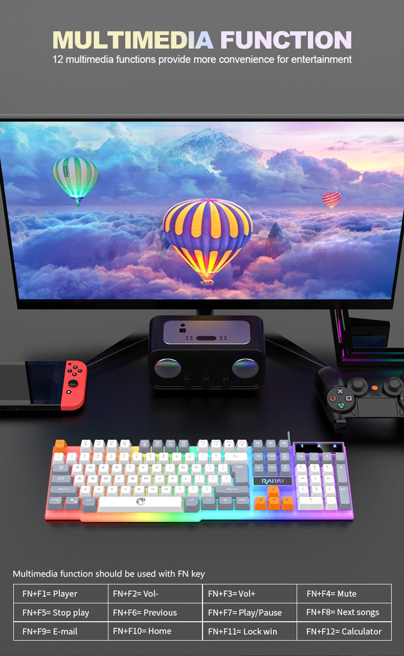 RGB PC Gaming Keyboard Mouse & Headset Set LED Gamer Bundle Mechanical Kits 4IN1