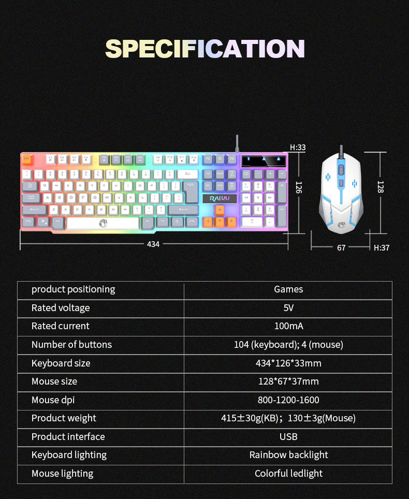 RGB PC Gaming Keyboard Mouse & Headset Set LED Gamer Bundle Mechanical Kits 4IN1